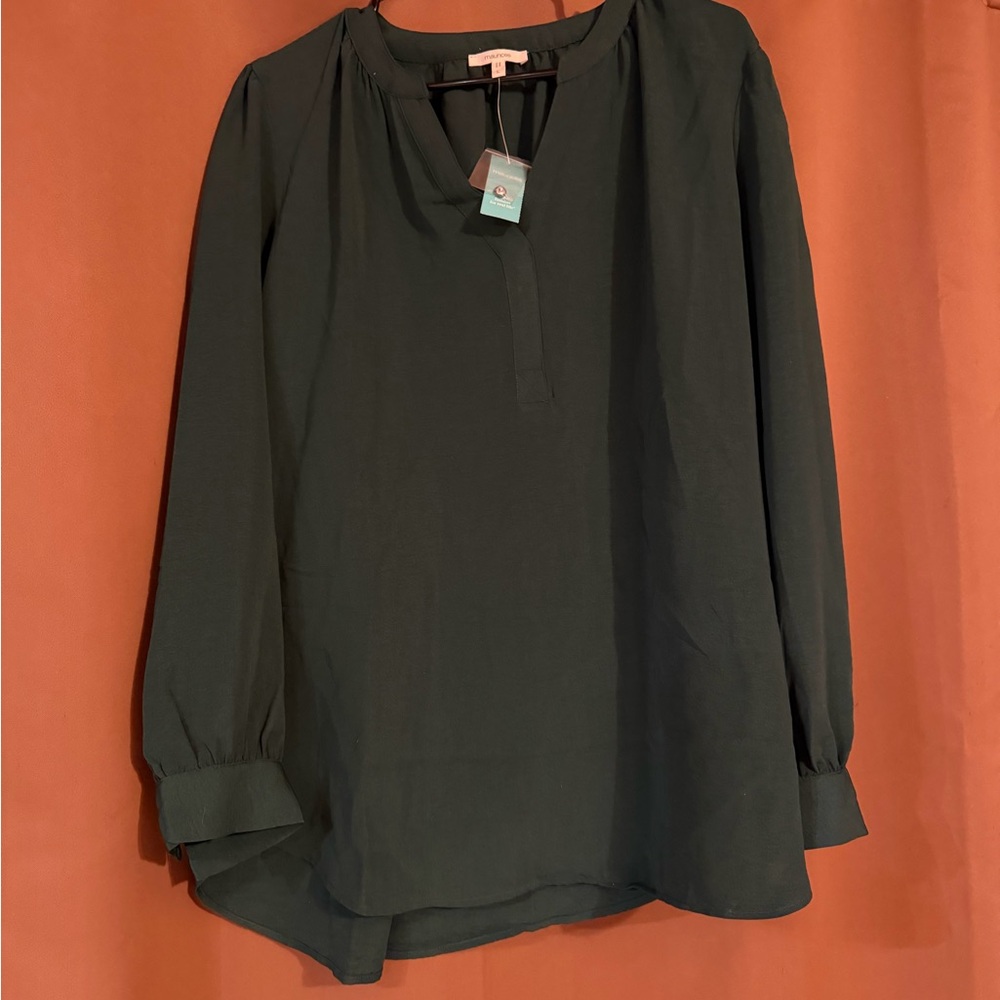 Maurices Forest Green Long Sleeve Blouse